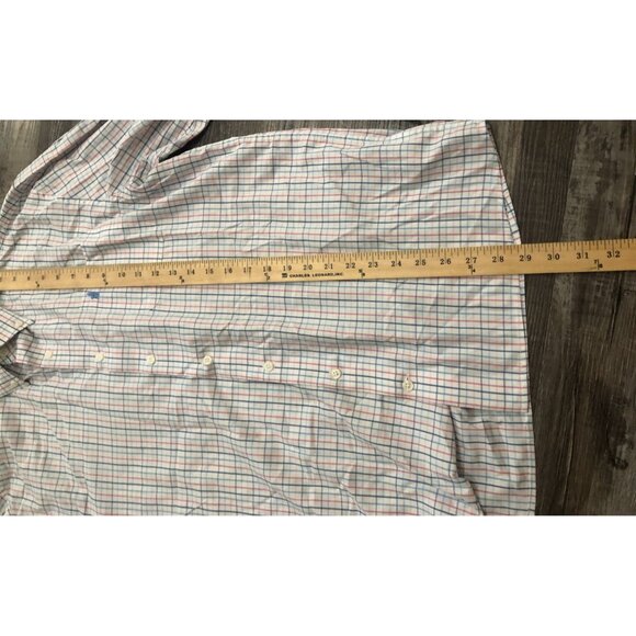 Johnnie-O Prep Performance Mens Medium White Blue Pink Plaid Button Down Shirt - Picture 5 of 5